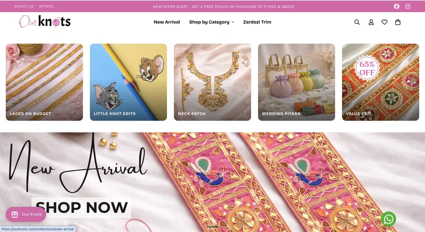 Screenshot of the OurKnots website