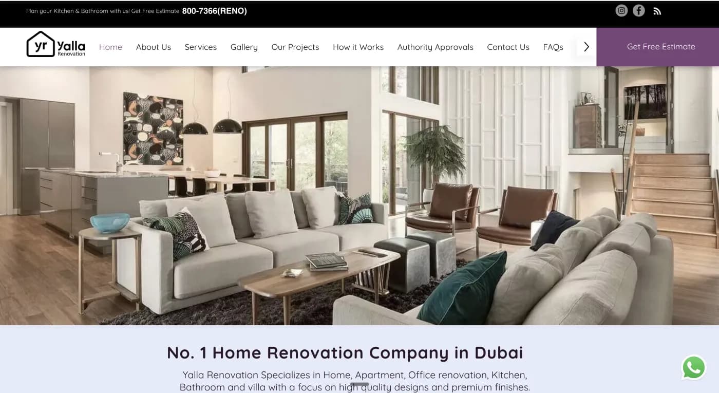 Screenshot of the Yalla Renovation website