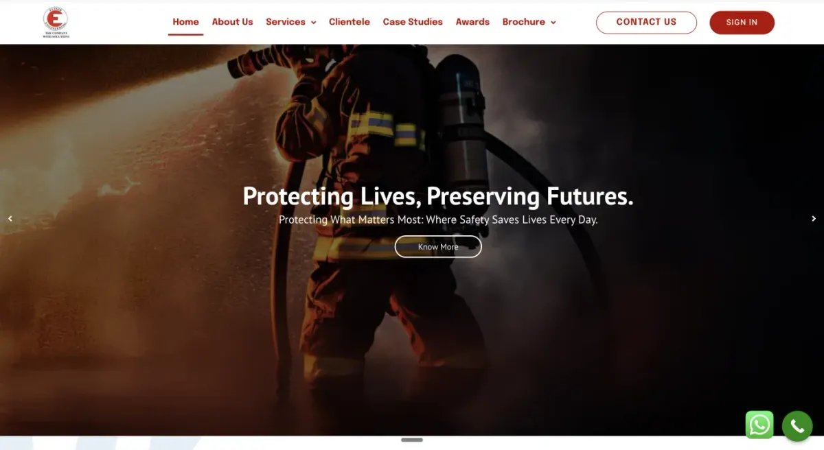 Elixir Engineering website, a fire safety engineering client of Sushant Rana