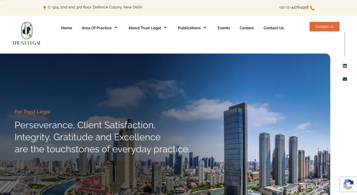 Trust Legal website, a legal services client of Sushant Rana