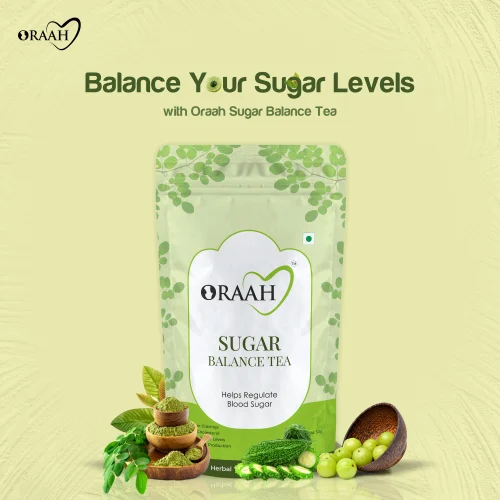 Oraah Sugar Balance Tea pouch, a herbal blend for managing blood sugar